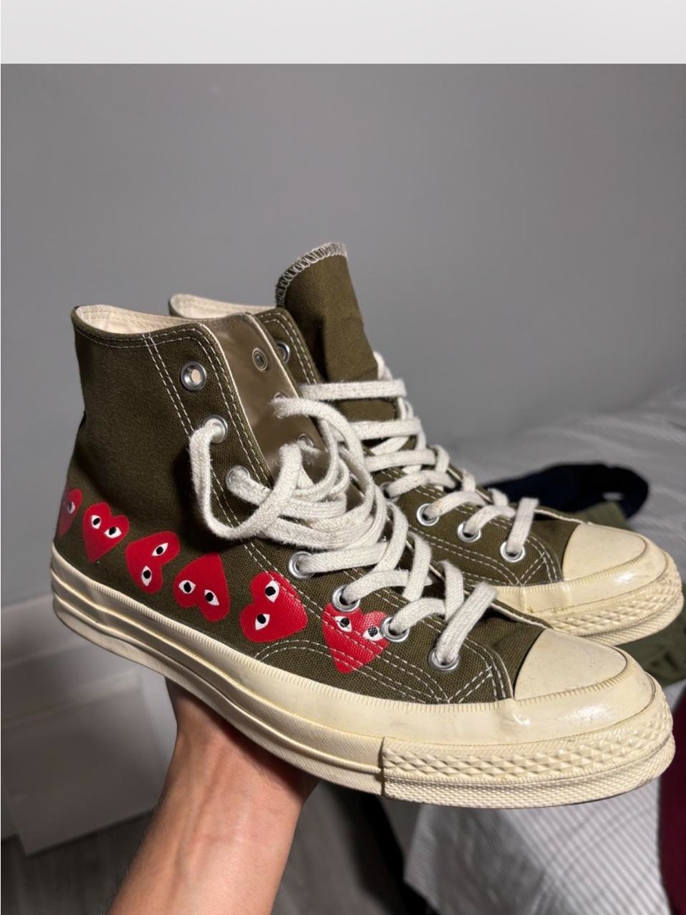 CDG PLAY x Converse Olive High Top